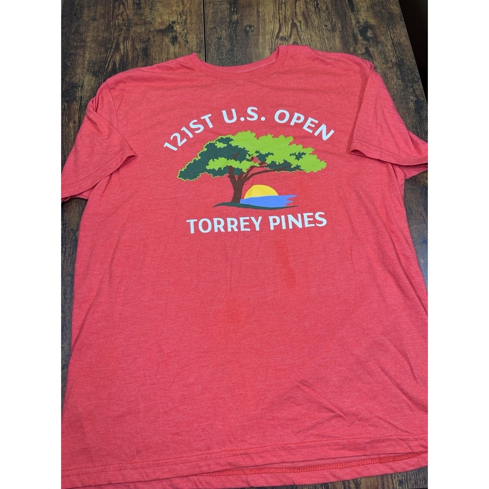 121st US Open Torrey Pines Shirt L Official Licensed Golf Tee Red Men's 2021